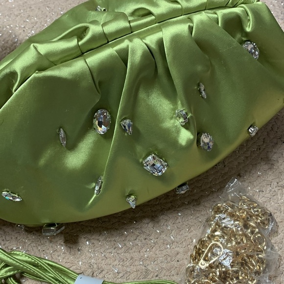 Anthropologie Maeve Frank’s clutch purse new green 2 straps - Picture 8 of 10